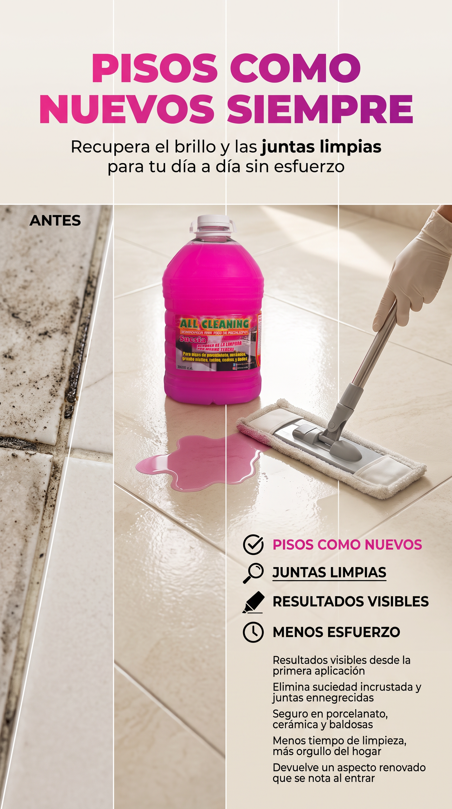 🧽All Cleaning Limpiador Pisos Y Juntas🫧 !OFERTA SOLO HOY! 2x1 + CAJA GRATIS