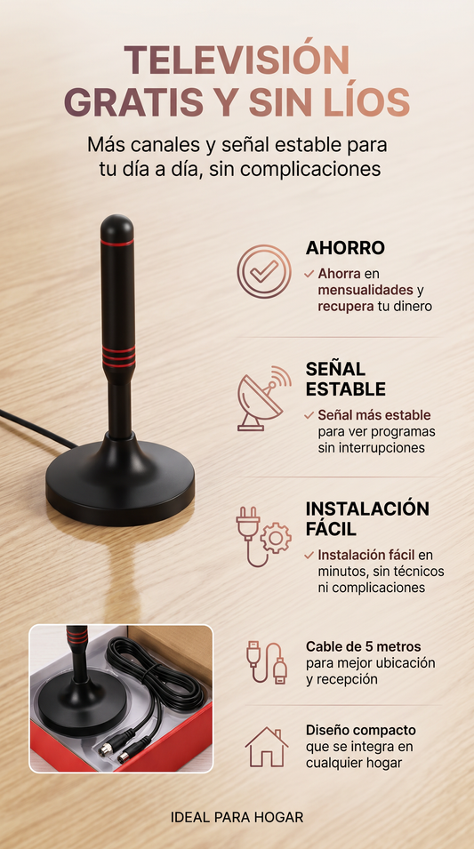 Antena Hdtv 5 Metros- PAGA 1 LLEVA 2+ OBSEQUIO !OFERTA VALIDA SOLO POR HOY!